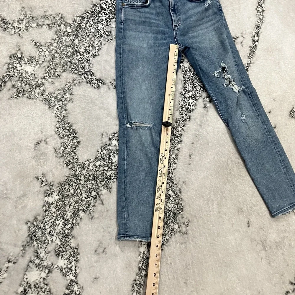 AGOLDE High Rise Skinny Jeans Distressed Raw Hem Light Wash Womens 28 Stretch